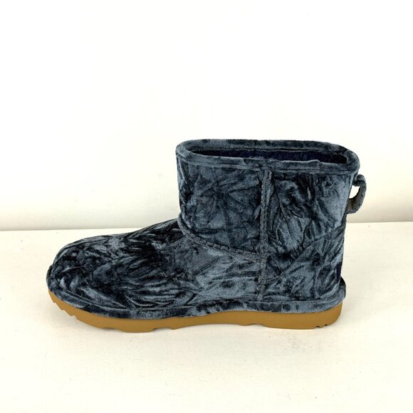 Youth US Size 6 - UGG Classic Mini II Velvet Fashion Winter Boots - Ocean Blue - Picture 3 of 8